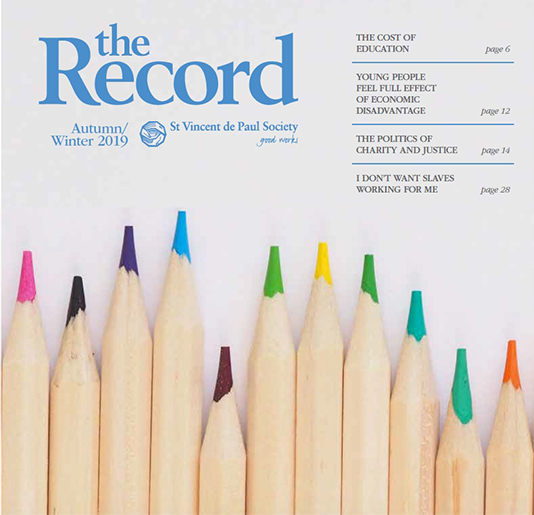The Record cover - image of coloured pencils.